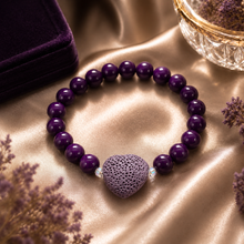 Load image into Gallery viewer, Lava Stone Heart Bracelet -22