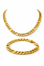 Load image into Gallery viewer, Luxury Cuban Link Chain & Bracelet Set- Gold Finish