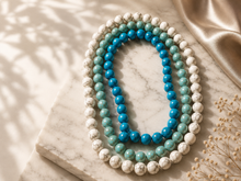 Load image into Gallery viewer, Turquoise &amp; White Howlite Bead Strand Collection – 10mm
